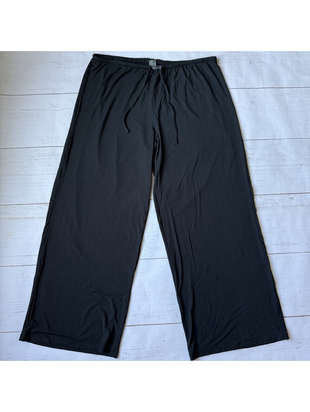 Savage X Fenty Rhianna Women's 1X 16-18 Sleek Stitch Sleep Pants Black Wide Leg